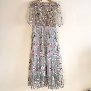 Floral Embroidered Sheer Maxi Dress